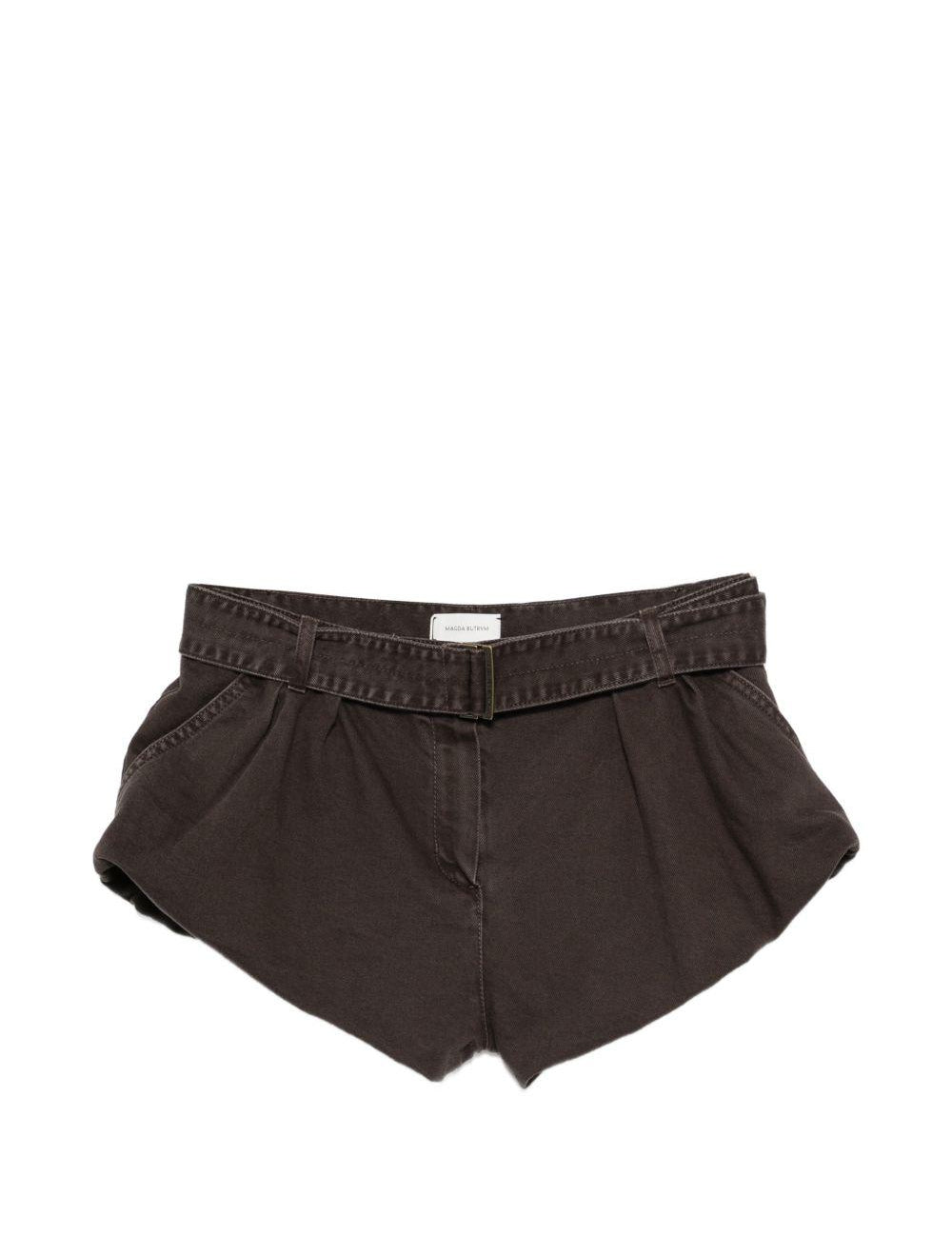Shorts con cintura in marrone 