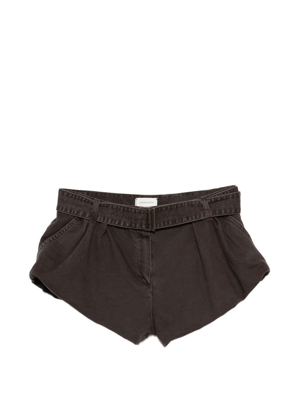 Shorts con cintura in marrone 