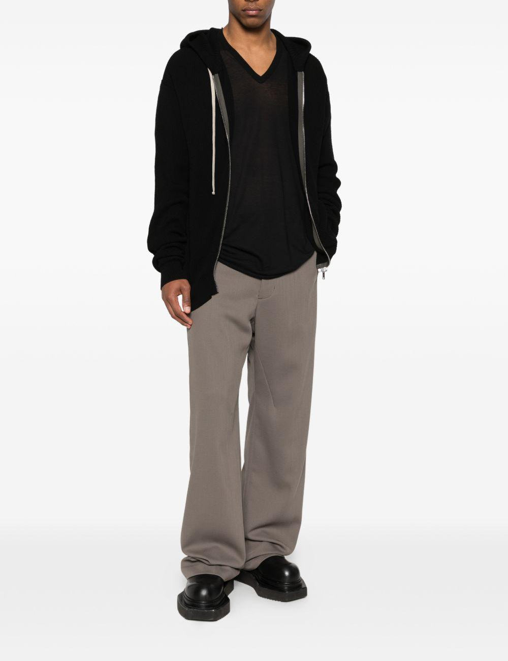 Cardigan con cappuccio e zip in nero Rick owens - uomo 