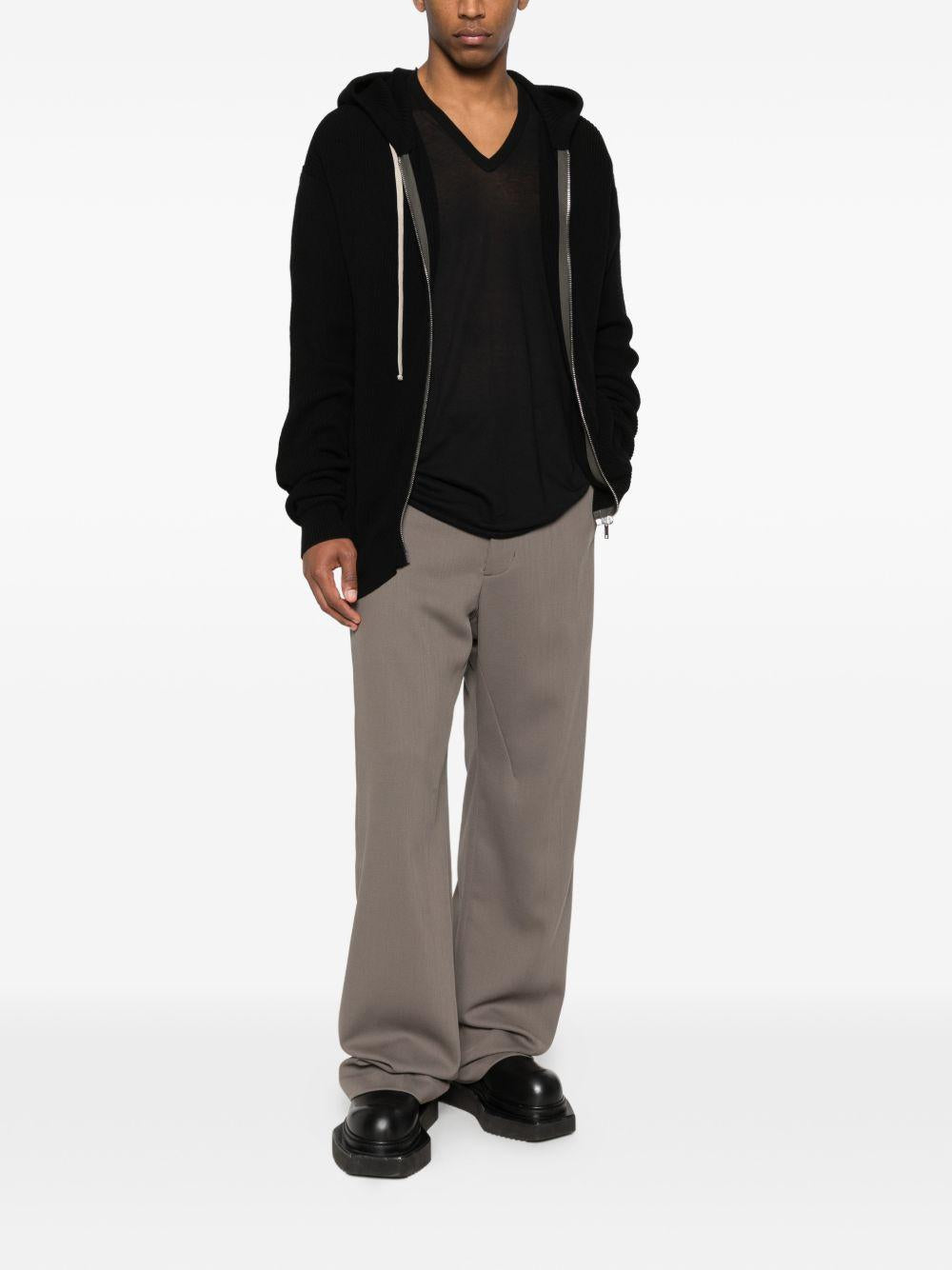 Cardigan con cappuccio e zip in nero Rick owens - uomo 