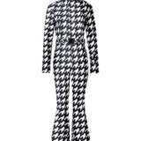 Tuta da sci con cappuccio pied de poule in bianco e nero Perfect moment - donna 