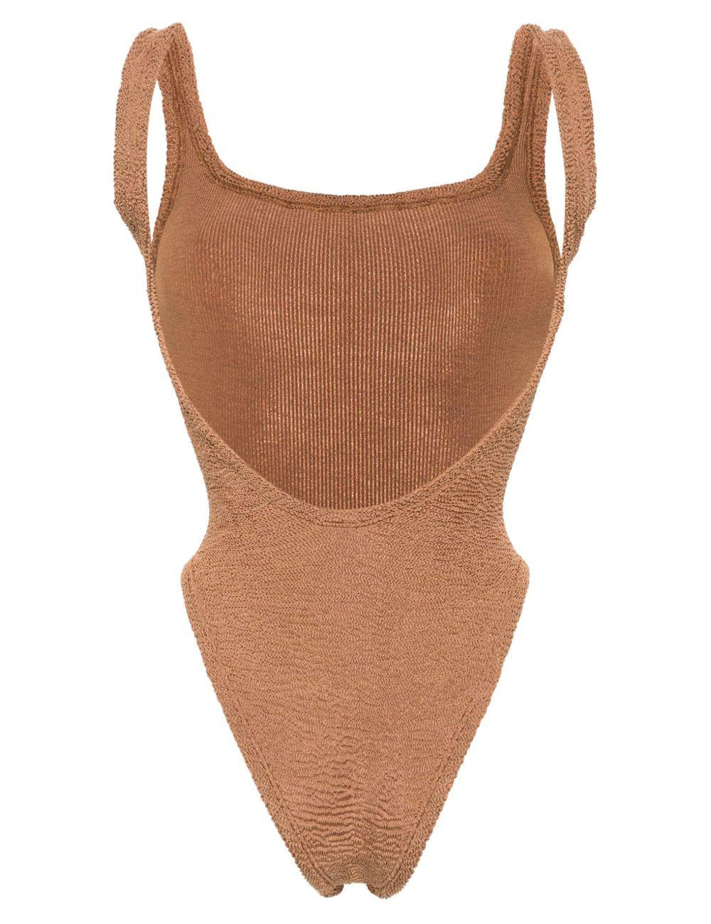 Costume intero square in marrone chiaro hunza g - donna 