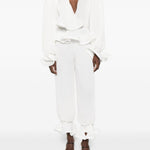 Pantaloni plissé con volant in bainco Rowen rose - donna 
