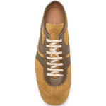 Sneakers a pannelli in pelle in marrone 