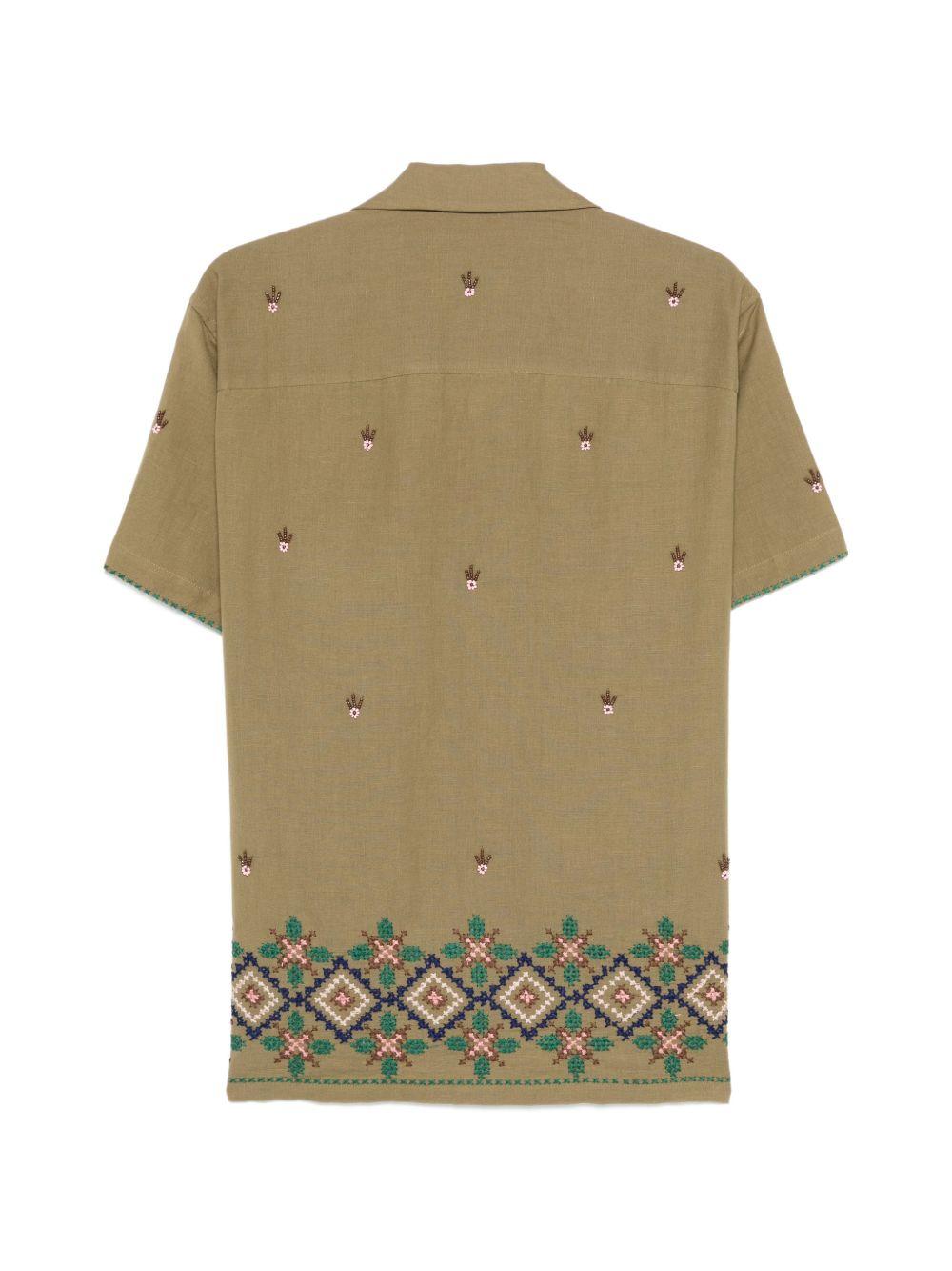 Camicia con orlo ricamato in verde Baziszt - uomo 