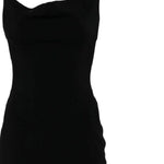Abito con scollo drappeggiato in nero Mugler - donna 