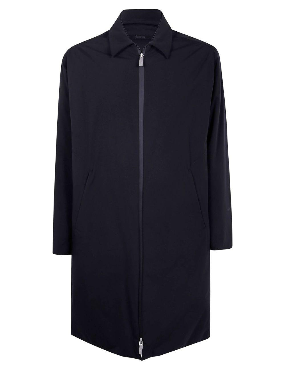 Cappotto con colletto e zip frontale in nero Laminar - uomo 