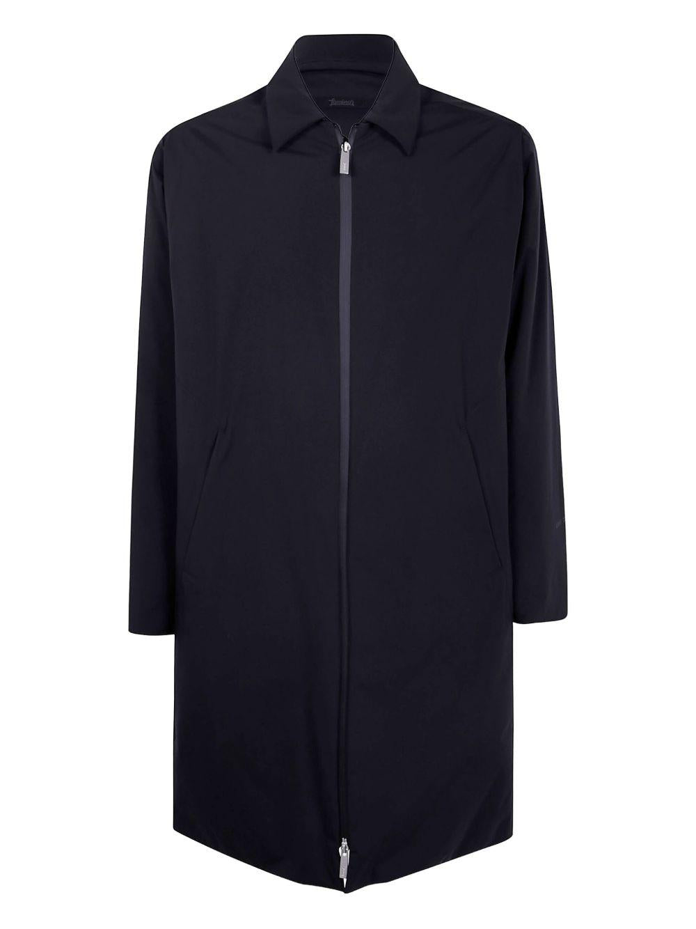 Cappotto con colletto e zip frontale in nero Laminar - uomo 