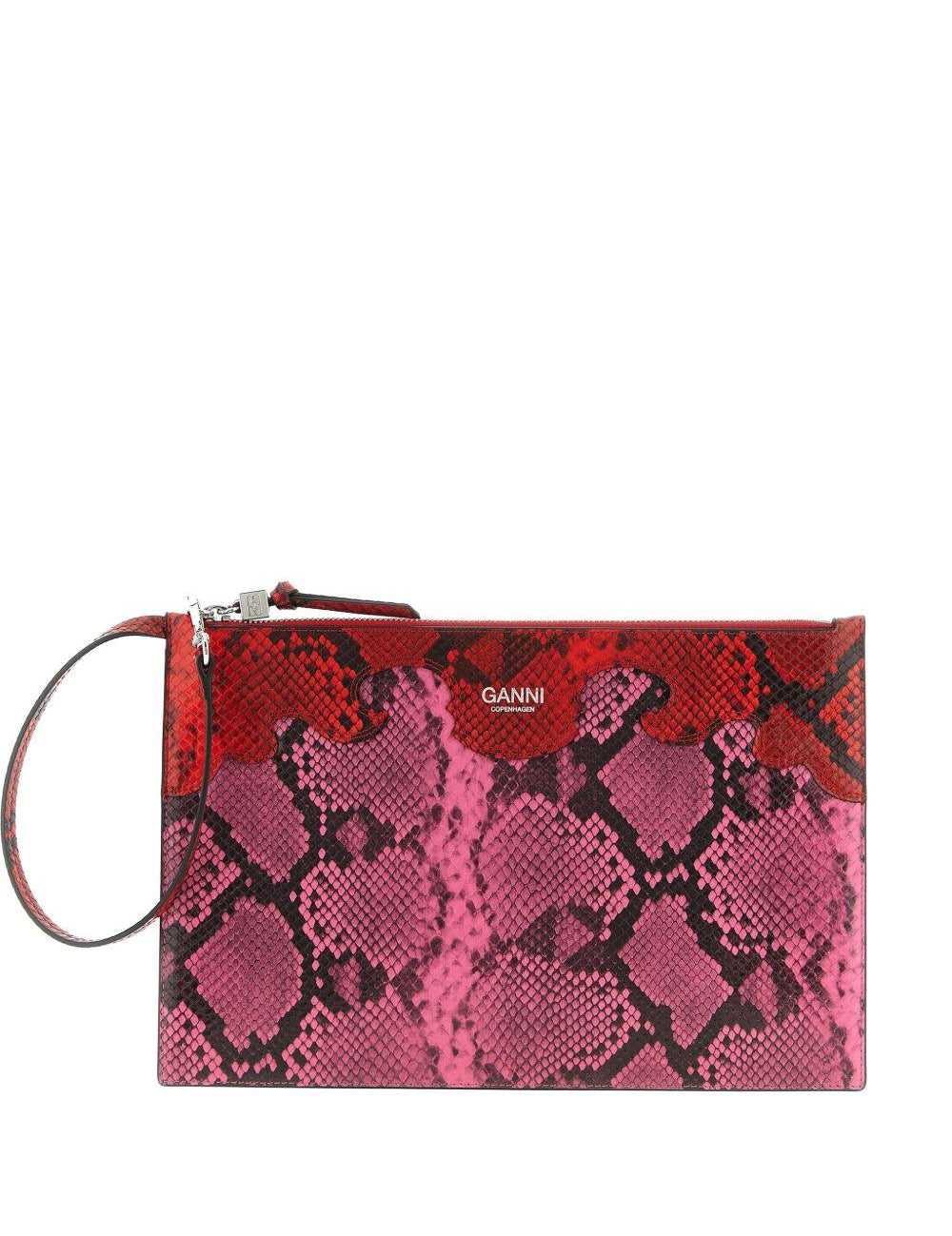 borsa clutch stampa animalier multicolor ganni - donna 
