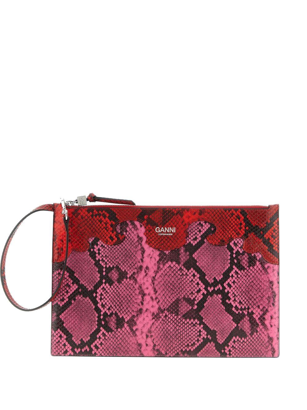borsa clutch stampa animalier multicolor ganni - donna 