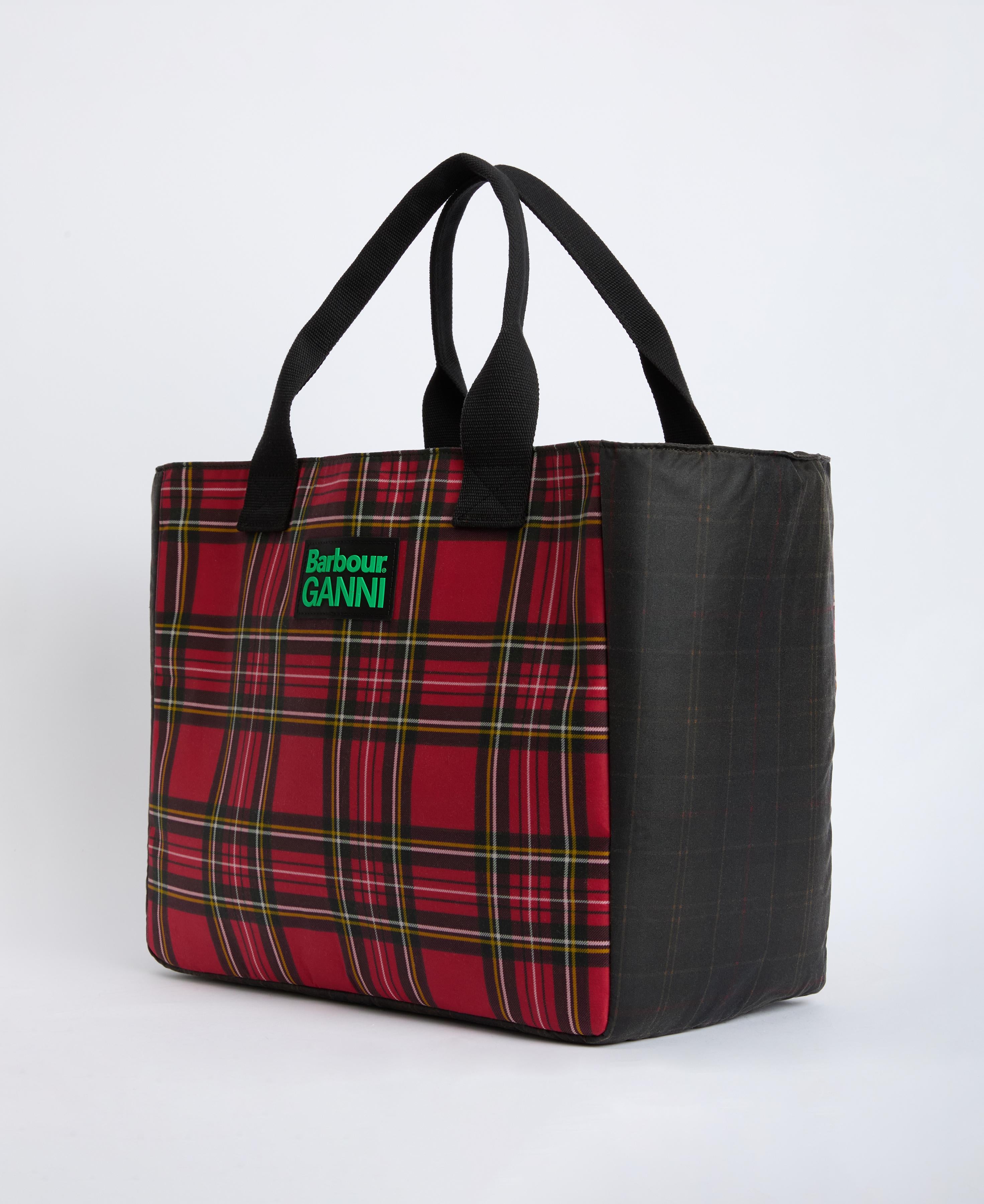 Borsa a quadri in rosso e nero 