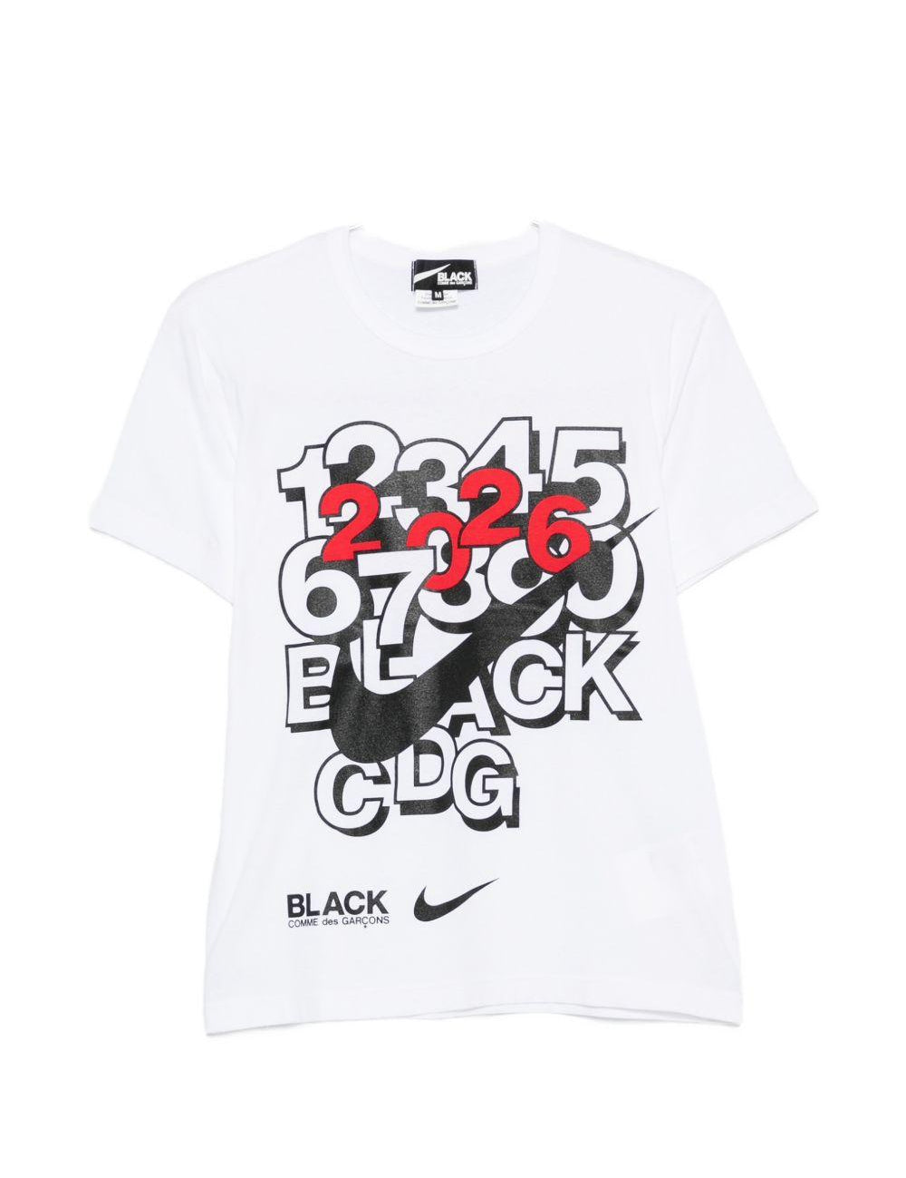 T-shirt con stampa in bianco e nero  Comme Des Garçons Black  x Nike - unisex 