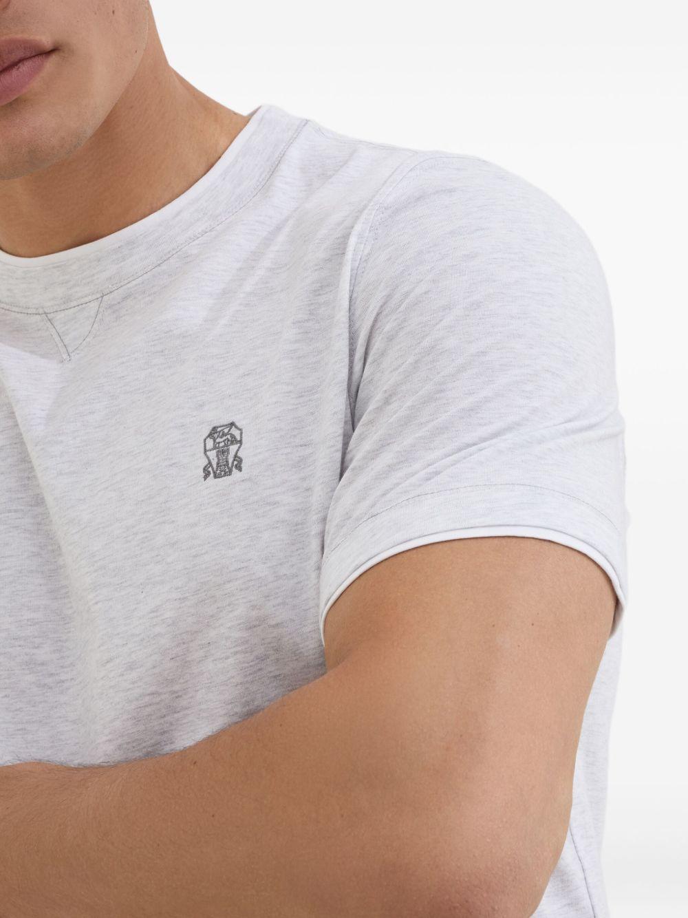 T-shirt con stampa del logo in bianco Brunello cucinelli - uomo 