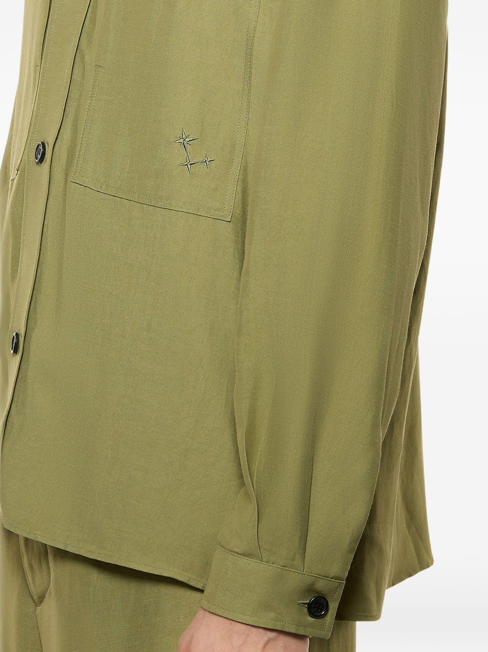 Giacca-camicia con ricamo in verde Laneus - uomo 