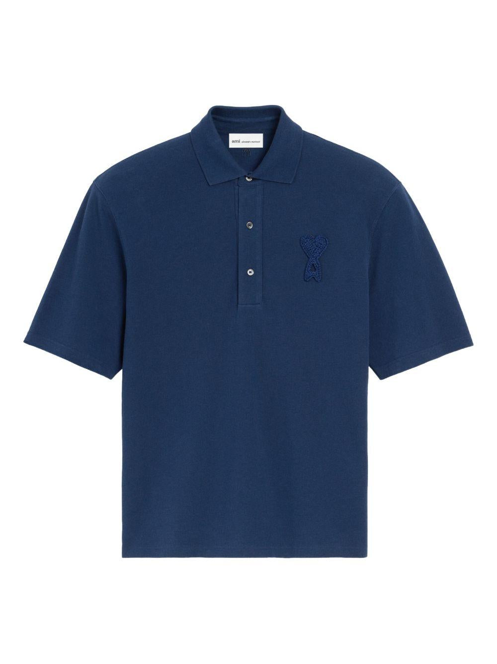 Polo Ami de Coeur con applicazione in blu Ami paris - uomo 
