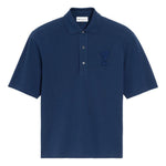 Polo Ami de Coeur con applicazione in blu Ami paris - uomo 