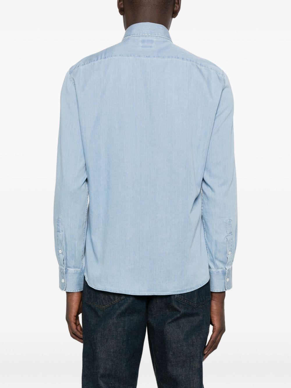 Camicia denim in cotone in celeste Brunello cucinelli - uomo 