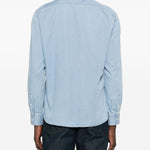 Camicia denim in cotone in celeste Brunello cucinelli - uomo 