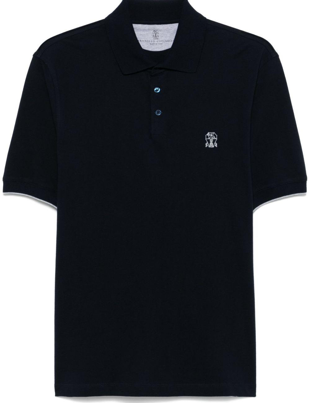 Polo con ricamo in nero Brunello cucinelli - uomo 