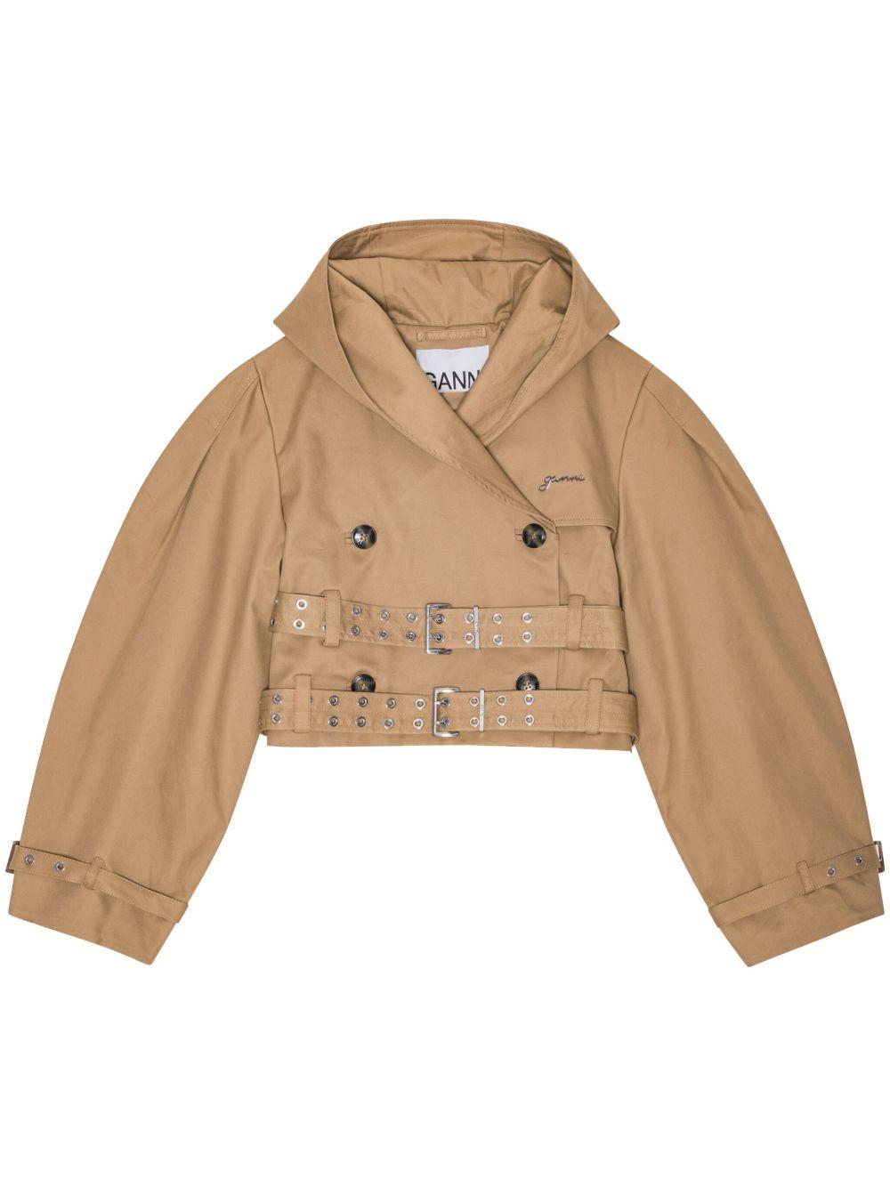 Giacca cropped con cappuccio in marrone Ganni - donna 