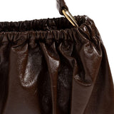 Borsa in pelle arricciata marrone 