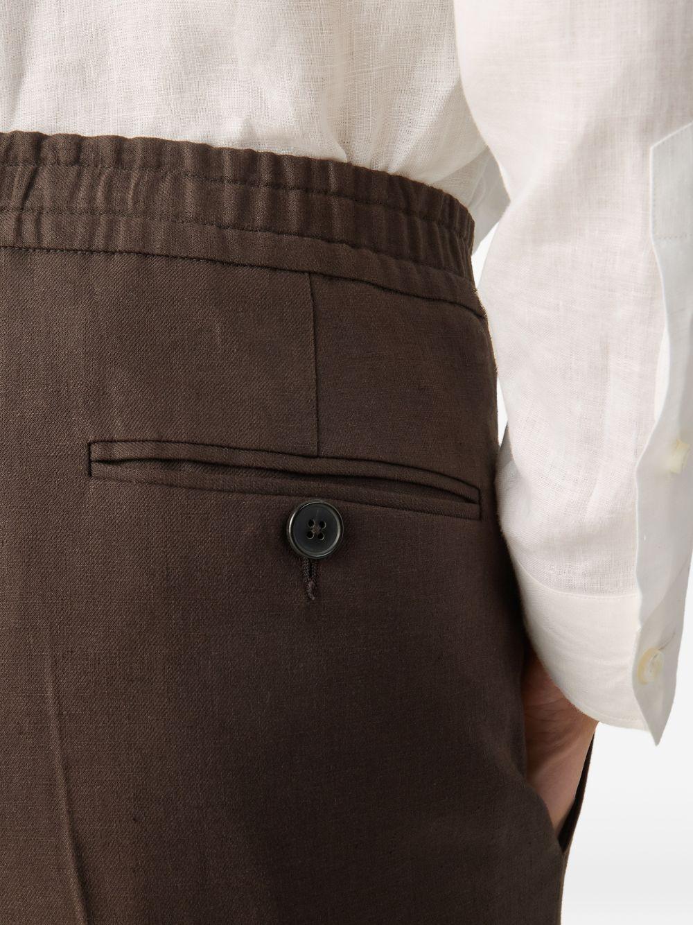 Pantaloni con elastico e bottoni in marrone Zegna - uomo 
