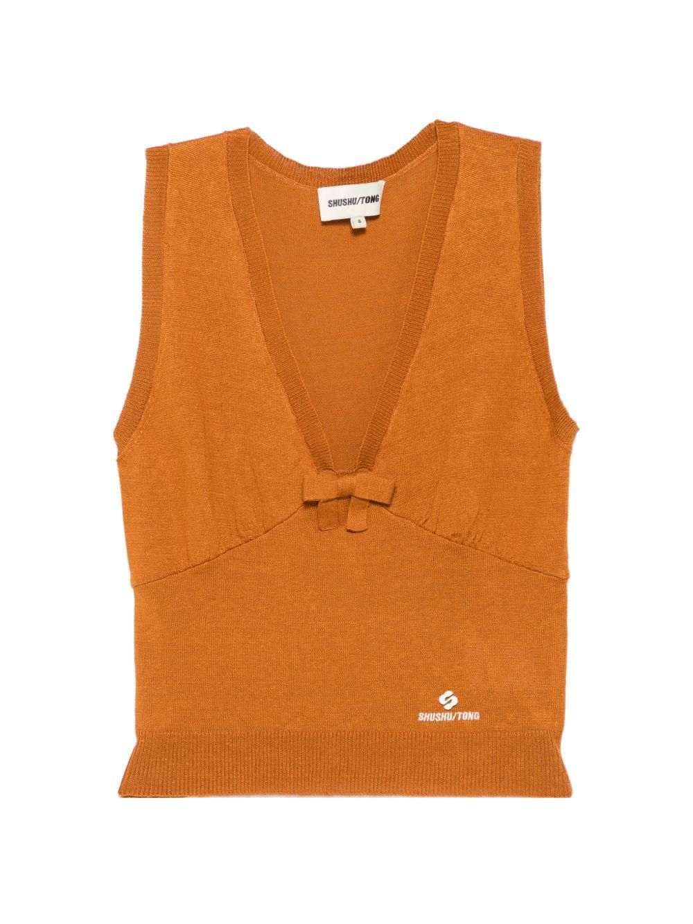 Canotta in maglia con dettaglio a fiocco in arancione Shushu/tong - donna 