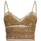 Top crop Melie in pizzo guipure in marrone Charo ruiz ibiza 1989 - donna 