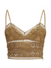 Top crop Melie in pizzo guipure in marrone Charo ruiz ibiza 1989 - donna