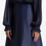 Gonna midi in seta in blu Alberta Ferretti - donna 