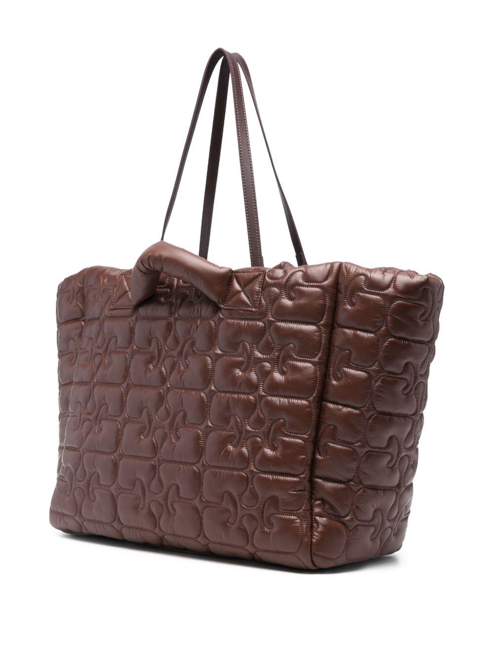 Borsa tote xxl trapuntata in marrone Ganni - donna 