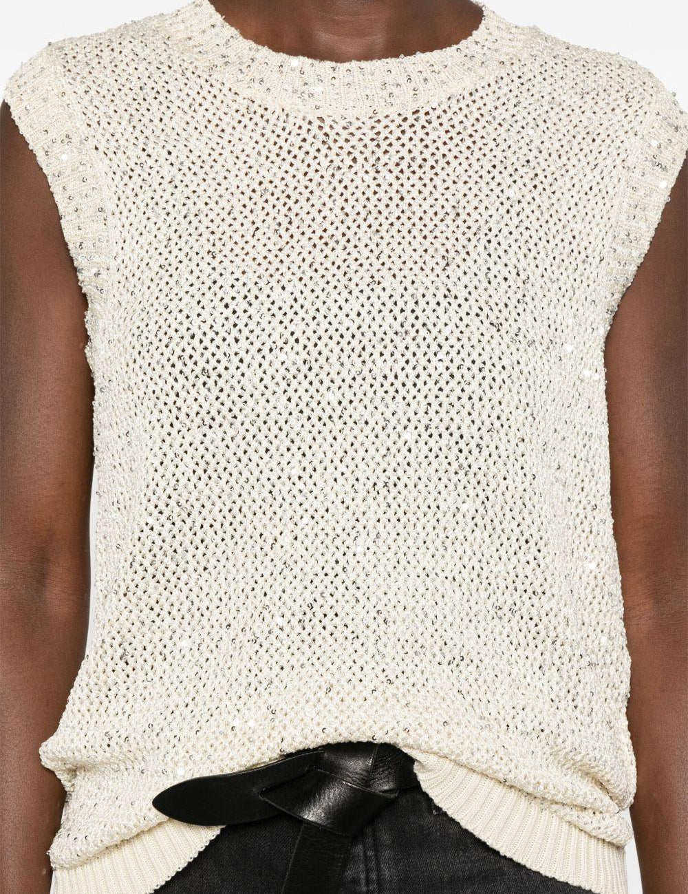 Top Melyssa con paillettes in bianco Golden goose - donna 