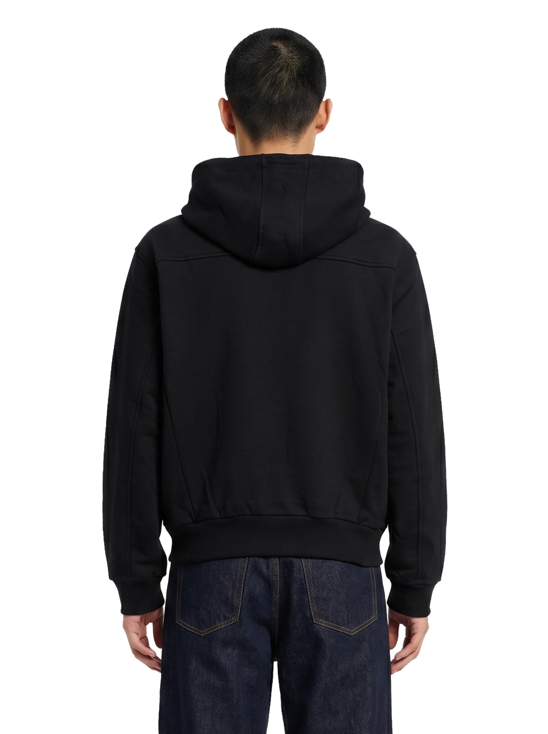 Felpa con cappuccio e zip nera 