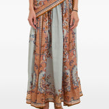 Gonna midi con stampa aster in celeste Zimmermann - donna 