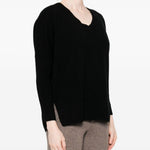 Maglione con scollo a V in nero Gotha - donna 