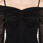 Abito con spalle scoperte e drappeggio locri in nero Maxmara - donna 