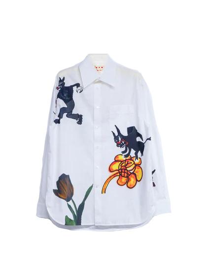 Camicia in popeline stampata wolfs & tulip in bianco Marni - uomo 