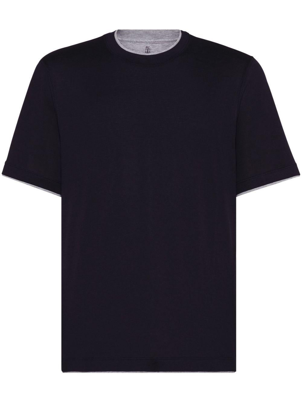 T-shirt con profili a contrasto in blu 