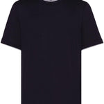 T-shirt con profili a contrasto in blu 