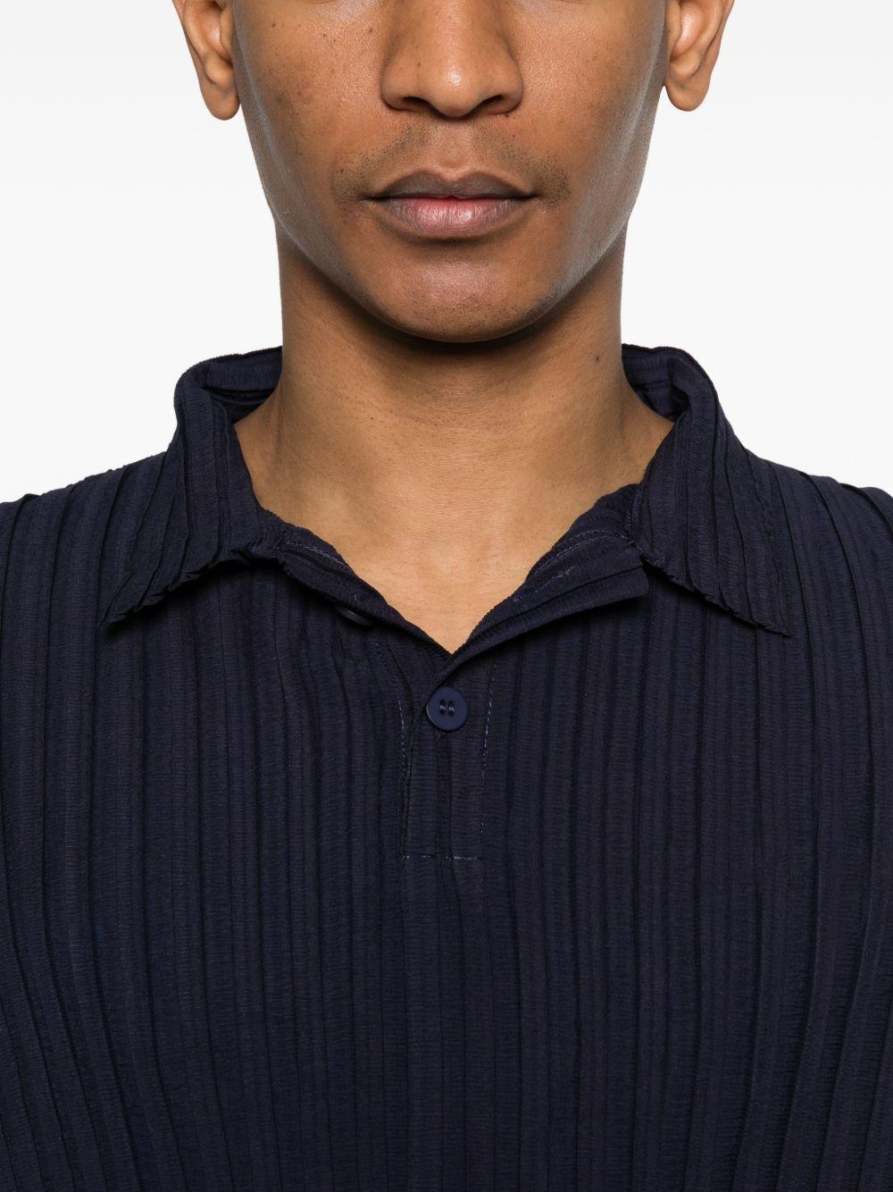 Polo plissettata in blu Gongdid design - uomo 