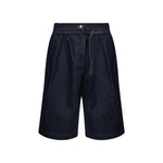 Shorts in denim blu scuro con pince 
