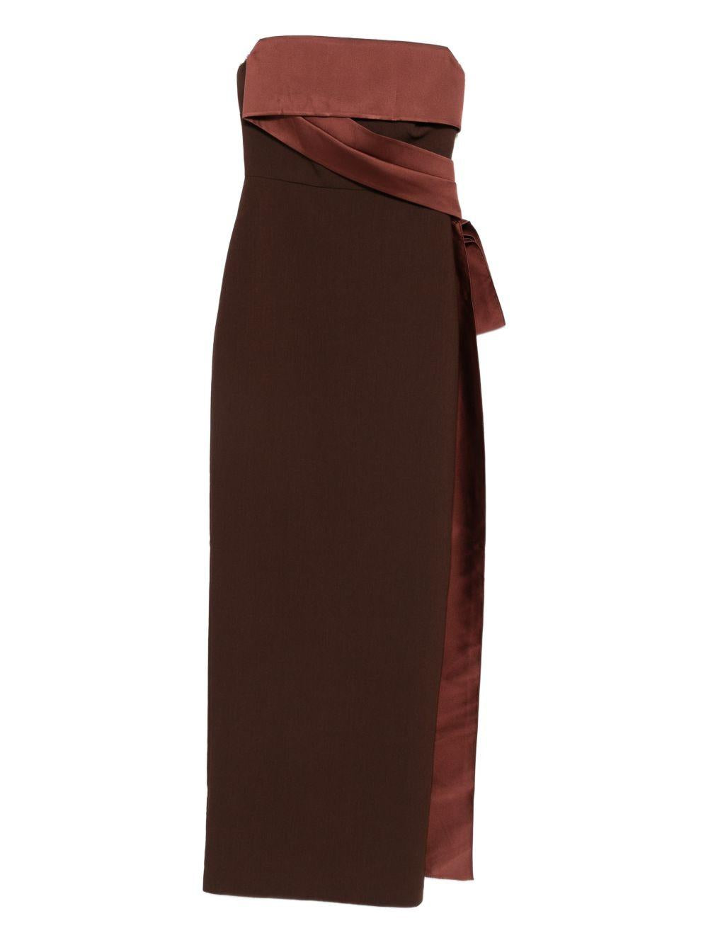 Abito bustier in crêpe e taffetà in marrone Roland mouret - donna 