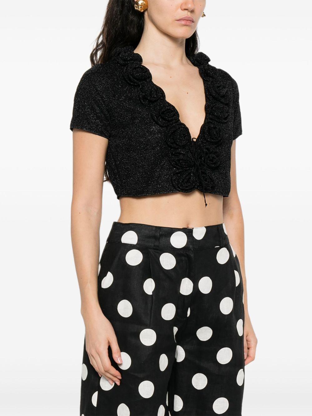 Top con decorazione a fiori con lurex in nero Oséree - donna 