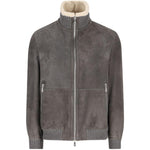 Giacca in pelle a collo alto in grigio Brunello cucinelli - uomo 