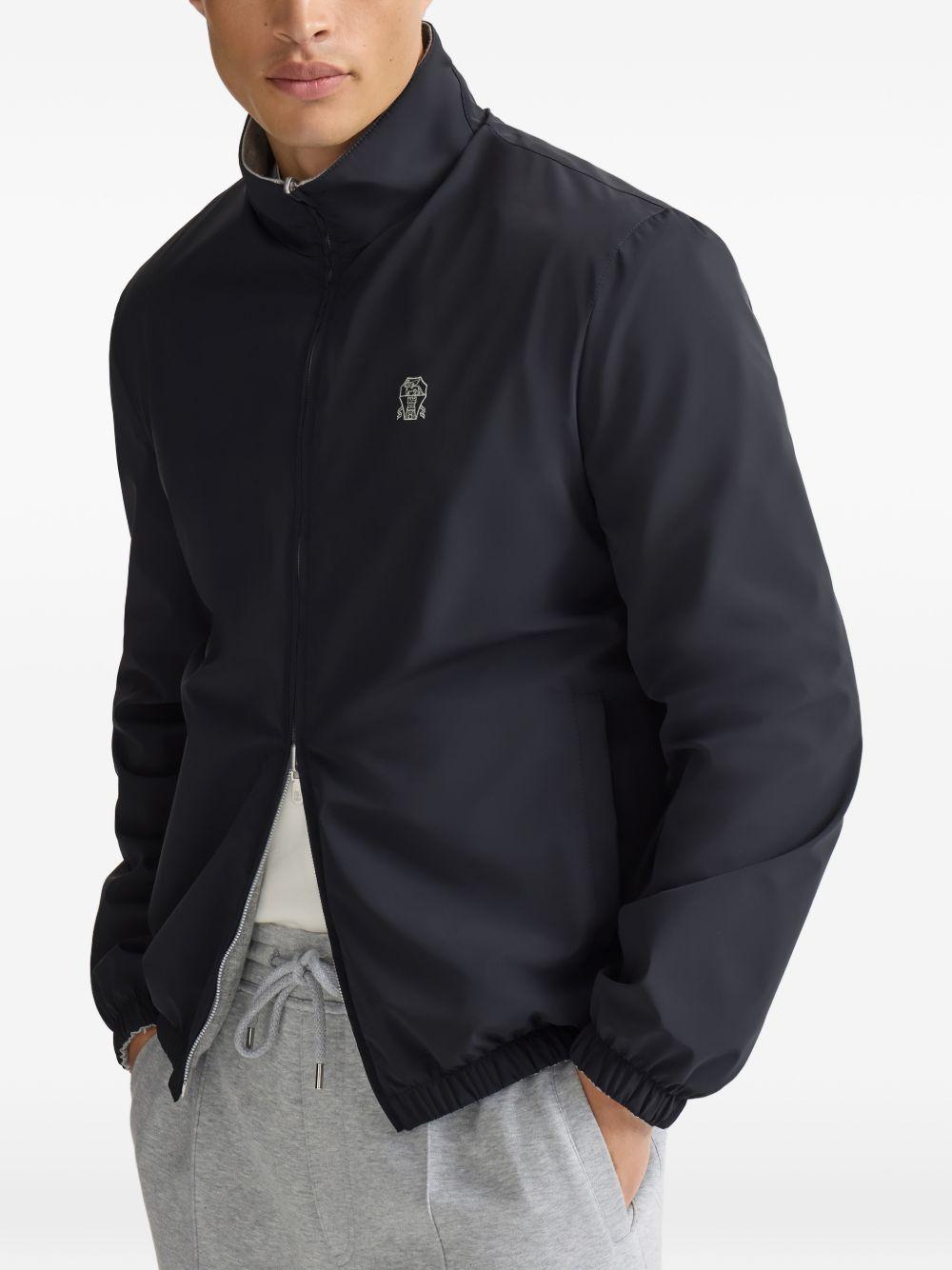 Giacca reversibile con logo in blu e grigio brunello cucinelli - uomo 