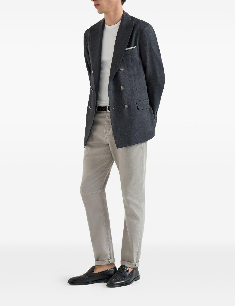 Jeans a cinque tasche con chiusura a bottone in grigio Brunello cucinelli - uomo 