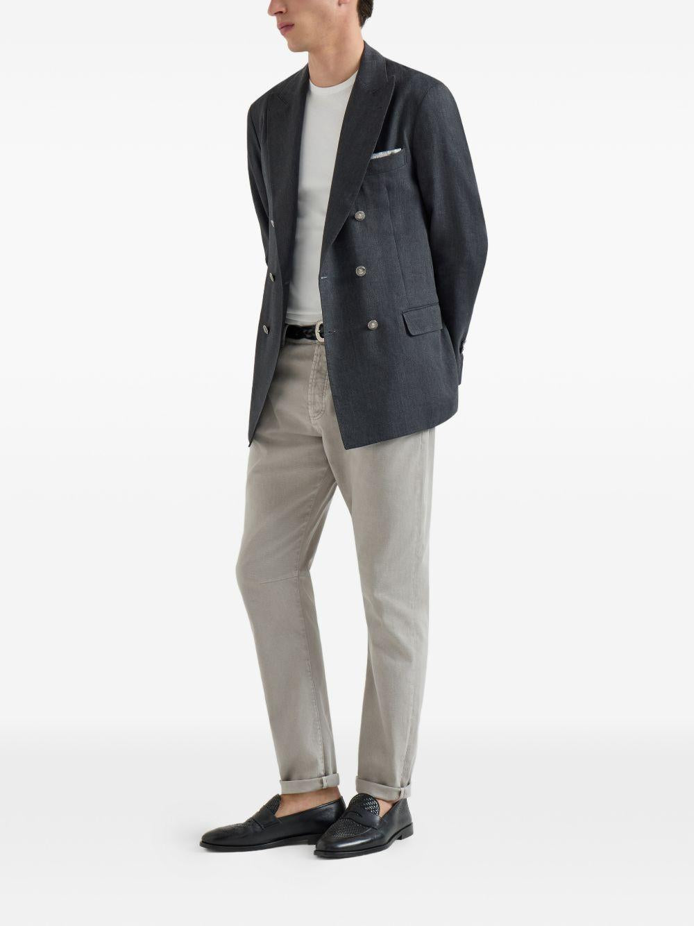 Jeans a cinque tasche con chiusura a bottone in grigio Brunello cucinelli - uomo 