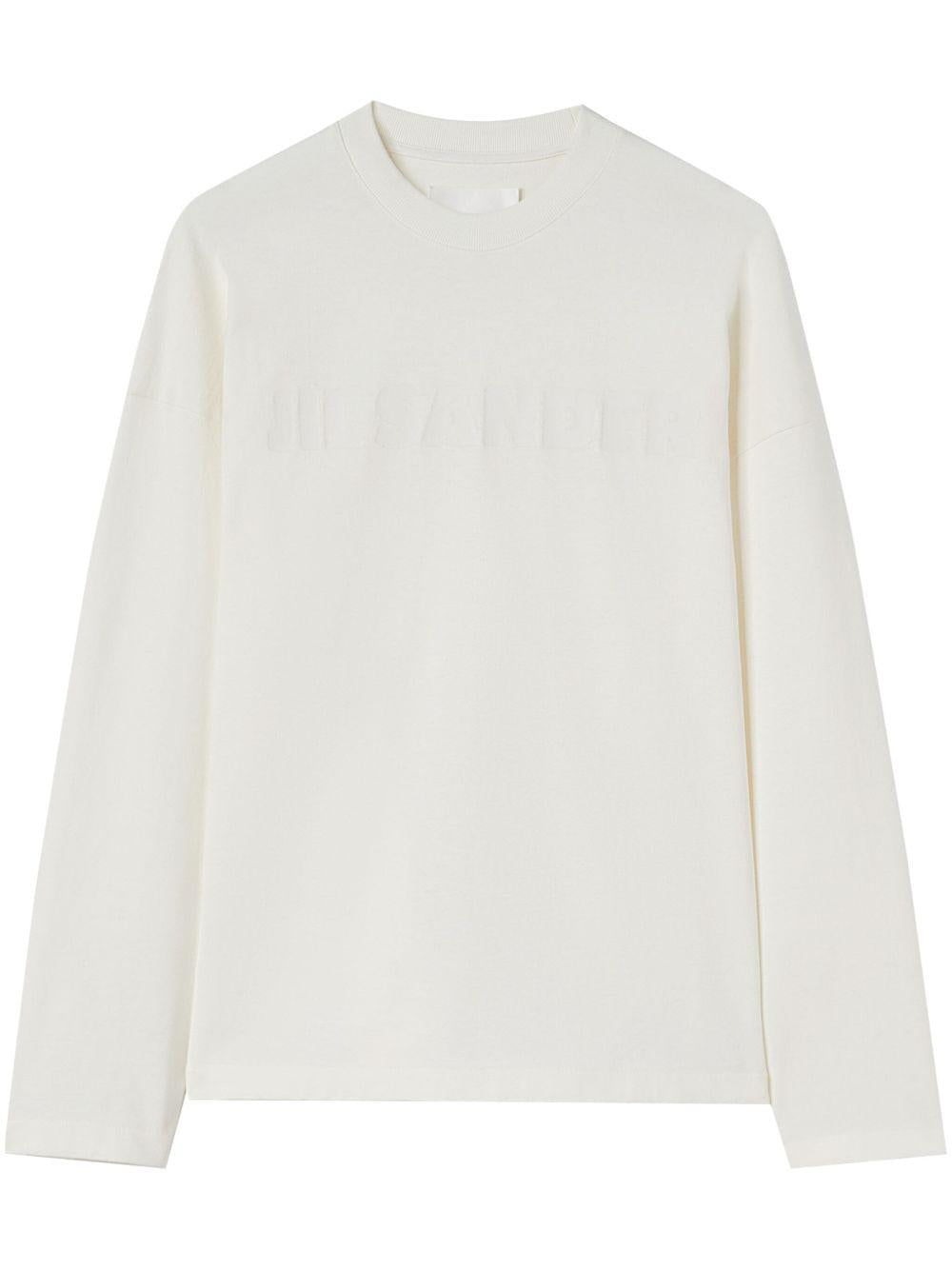 T-shirt con logo a maniche lunghe in bianco Jil sander - unisex 