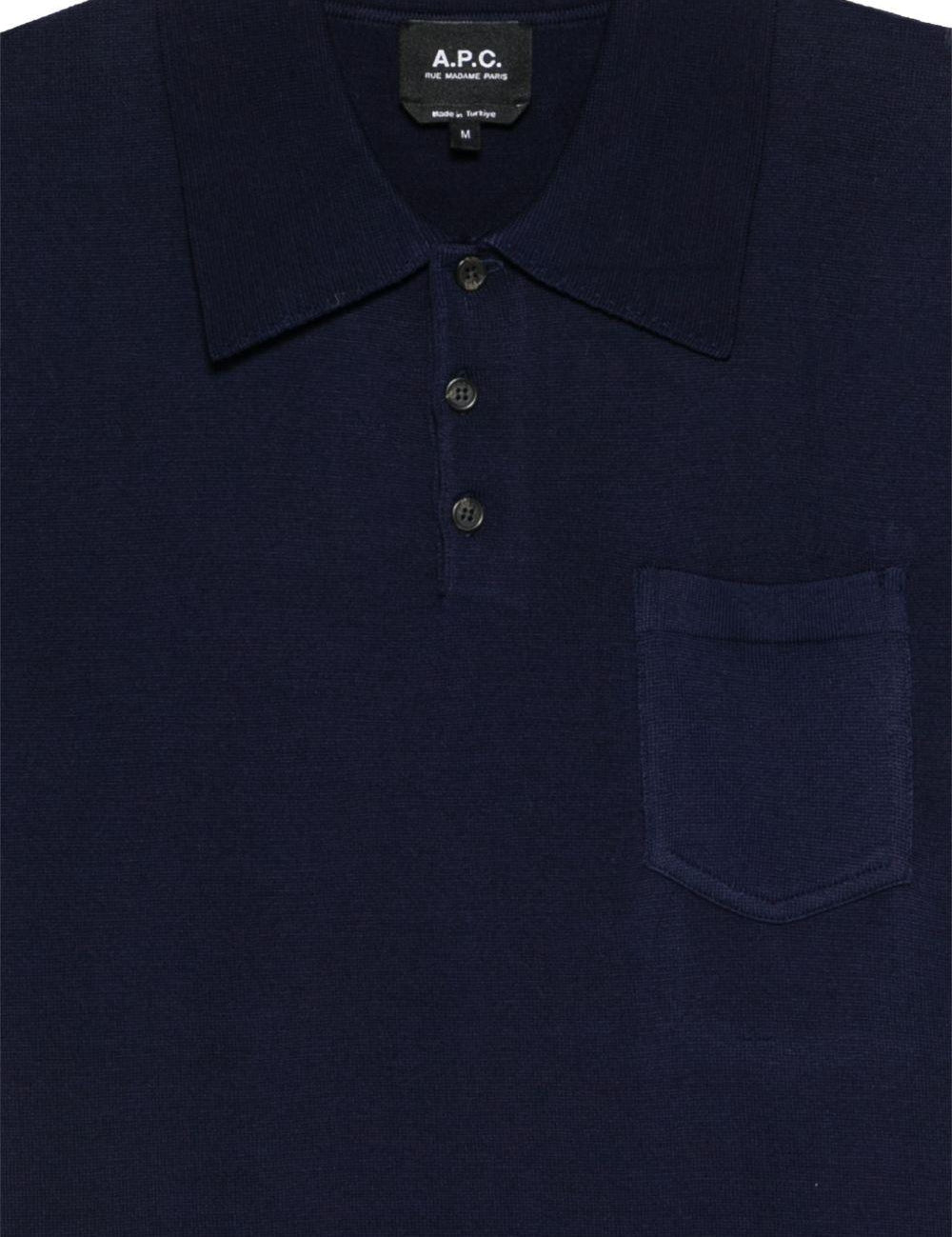 Polo con tasca sul petto in blu A.P.C. - uomo 