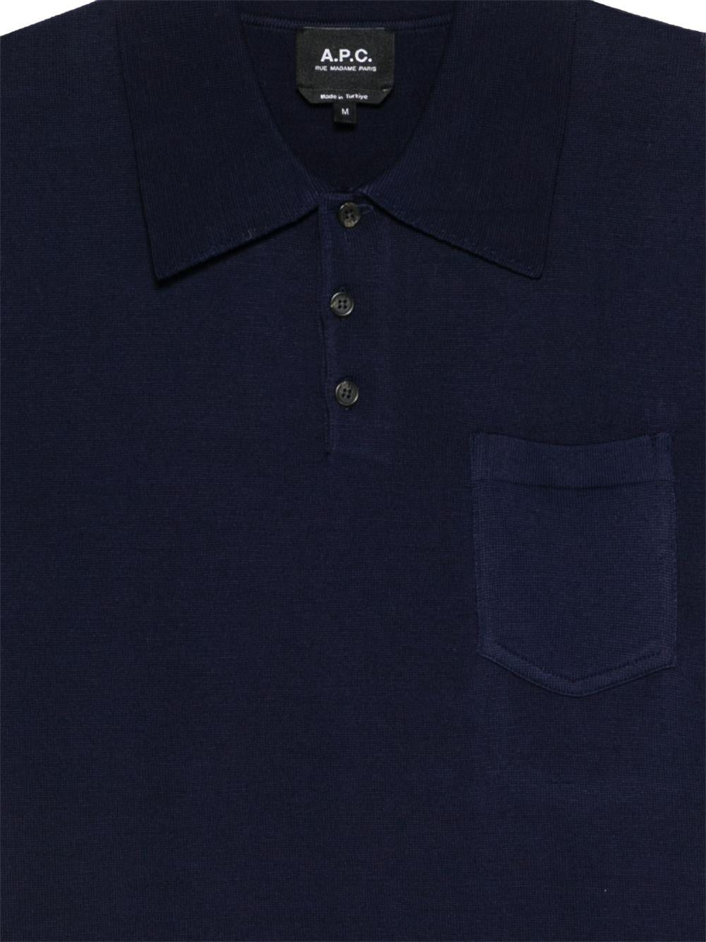 Polo con tasca sul petto in blu A.P.C. - uomo 